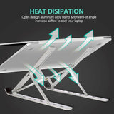 TANTRA Laptop Holder Riser Computer Tablet Stand, 6 Angles Adjustable Aluminum Ergonomic Foldable for Compatible with MacBook, iPad, HP, Dell, Lenovo 10-15.6” (Aluminum Laptop Stand) (Silver)