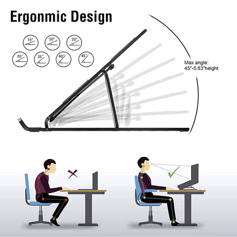 TANTRA Laptop Holder Riser Computer Tablet Stand, 6 Angles Adjustable Aluminum Ergonomic Foldable for Compatible with MacBook, iPad, HP, Dell, Lenovo 10-15.6” (Aluminum Laptop Stand) (Dark Grey)