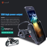 TANTRA S33C Phone Holder with Charger for Motorcycle | Scooter Mobile Phone Holder Mount | Fast USB QC 3.0 Charger & SAE Pin | with 360° Rotation for Maps and GPS Navigation(M8C Black)