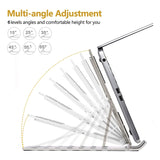 TANTRA Laptop Holder Riser Computer Tablet Stand, 6 Angles Adjustable Aluminum Ergonomic Foldable for Compatible with MacBook, iPad, HP, Dell, Lenovo 10-15.6” (Aluminum Laptop Stand) (Silver)