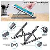 TANTRA Laptop Holder Riser Computer Tablet Stand, 6 Angles Adjustable Aluminum Ergonomic Foldable for Compatible with MacBook, iPad, HP, Dell, Lenovo 10-15.6” (Aluminum Laptop Stand) (Dark Grey)