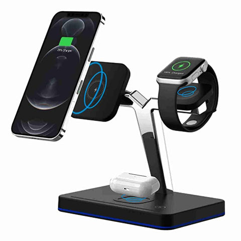 TANTRA Fast Wireless Charger 3in1 Qi Certified 15W Type-C PD Compatible with iWatch SE 6/5/4/3/2/1, AirPods 2/ Pro, iPhone Series 12/11/X/XR/XS/8/Samsung Galaxy (No AC Adapter)
