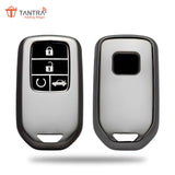 TANTRA TPU Key Cover and Round Key Chain Compatible With Honda Amaze | City | Civic 2023 2024 4 Button Flip Key (Grey)