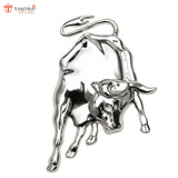TANTRA Premium Ox Bull Metal Car Sticker - Durable & Stylish Auto Emblem for Vehicles - Customizable Designs - Easy Installation - Weather-Resistant & Long-Lasting Silver SIA422