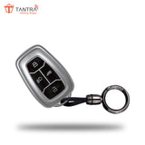 TANTRA TPU Key Cover and Round Keychain Compatible for Tata Nexon | Harrier | Safari | Altroz | Tigor | EV | Punch | Tiago EV Electric 4 Button Smart Key (Grey)