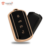 TANTRA TPU Key Cover and Round Key Chain Compatible with Tata Curvv | Curvv EV Electric 4 Button Smart Key (Black)