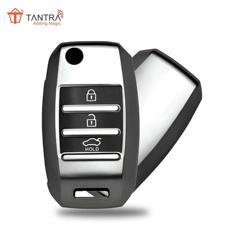 Kia Carens 3 Button Key Cover Grey