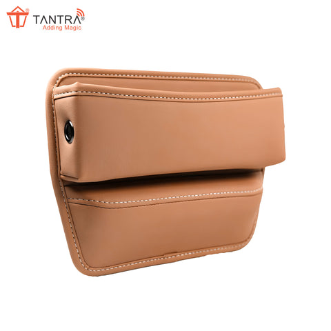 TANTRA Car Seat Gap Filler Organizer - Premium PU Leather Storage Box for Phone Combo( Tan)