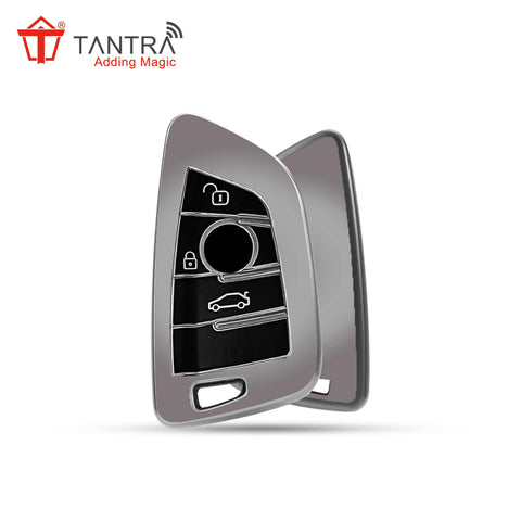 TANTRA TPU Key Cover  Compatible with BMW X4, X3, 5 Series, 6 Series, 3 Series, 7 Series 3 Button Flip Key (Grey)