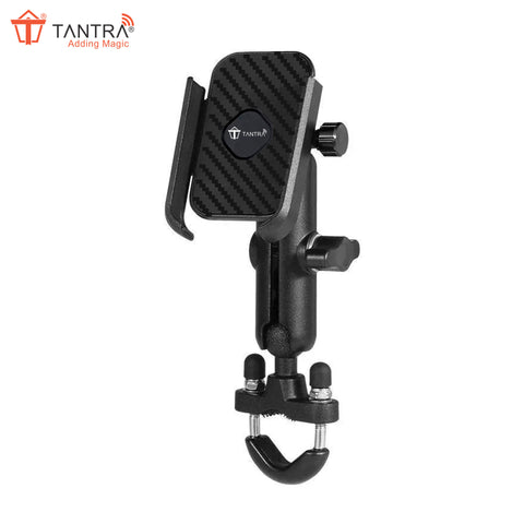 TANTRA S25A Phone Holder - 360° Rotation with U-Bolt Base - Premium Aluminum Alloy - Secure Handlebar Mount for Smartphones