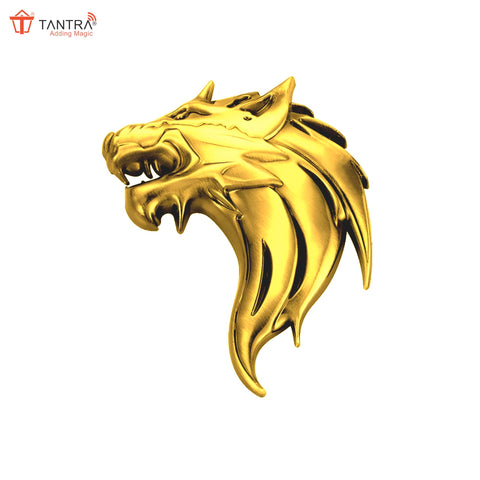 TANTRA  Premium Wolf Gold Metal Car Sticker - Durable & Stylish Auto Emblem for Vehicles - Customizable Designs - Easy Installation - Weather-Resistant & Long-Lasting SIA434