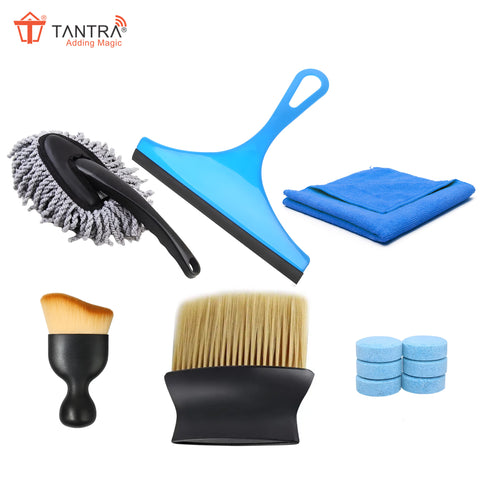 TANTRA Car Cleaning Accessory Combo Kit - Complete Set for Interior & Exterior Care with 6 Pcs Car Wiper Tablets