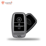 TANTRA TPU Key Cover and Metal Keychain Compatible for Kia Sonet | Carens | Seltos 3 Button Smart Key (Grey Pack of 2)