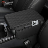 TANTRA  Car Armrest Cover Cushion with 2 Storage Bags - Soft, Comfortable, Non-Slip Protector for Vehicle Center Console - Waterproof, Durable, and Stylish (Black)