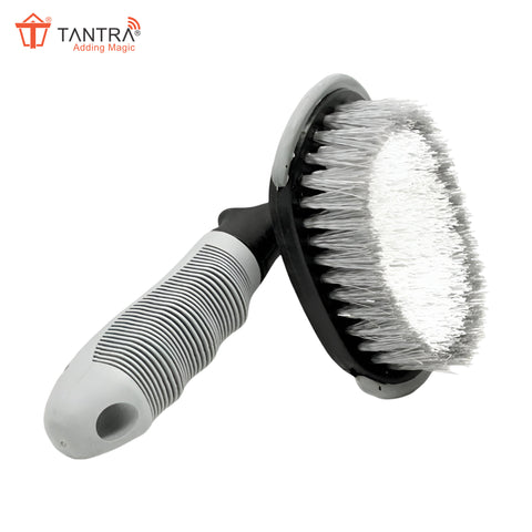 TANTRA Car Tyre Brush Cleaning Brush - Heavy Duty Wheel Brush with Ergonomic Handle