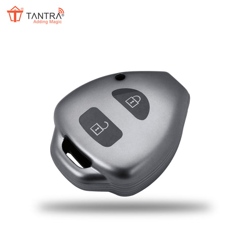 TANTRA TPU Key Cover and Metal Keychain Compatible for innova, Fortuner 2 Button Smart Key (Grey Pack of 1)