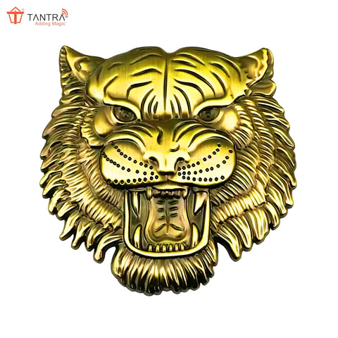 TANTRA Premium Tiger Metal Car Sticker - Durable & Stylish Auto Emblem for Vehicles - Customizable Designs - Easy Installation - Weather-Resistant & Long-Lasting Gold SIA431