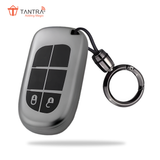 TANTRA TPU Key Cover and Round Key Chain Compatible With Jeep Meridian, Compass, Trailhawk, 2  Button Flip Key (Grey)