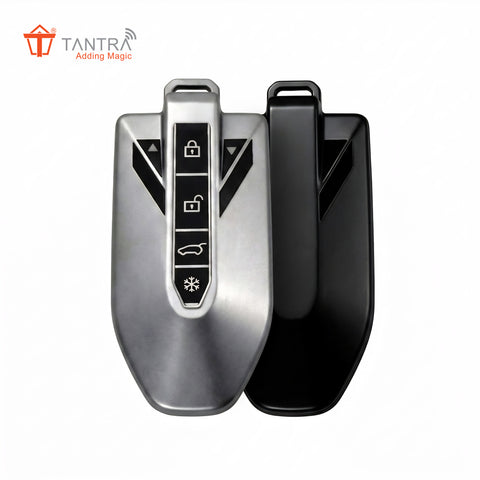 TANTRA Premium TPU Smart Key Cover and Round Key Chain Compatible With Mahindra BE6 & XEV 9e 4 Button Smart Key | Full Protection Key Case Cover with Soft Touch Finish