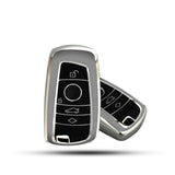 TANTRA TPU Key Cover Compatible With BMW X4, X3, 5 Series, 6 Series, 3 Series, 7 Series 4 Button Flip Key (Grey)