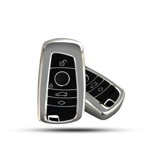 TANTRA TPU Key Cover Compatible With BMW X4, X3, 5 Series, 6 Series, 3 Series, 7 Series 4 Button Flip Key (Grey)