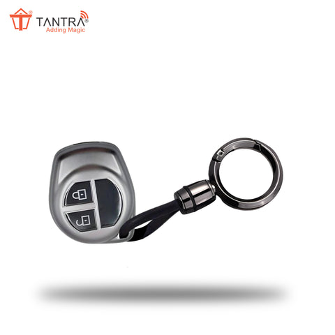 TANTRA TPU Key Cover and Round Keychain Compatible for Maruti Suzuki S-Presso,Swift,SX4,DZire,Ignis,Alto,Vitara Brezza,Celerio,Ertiga,Ciaz,SCross,Baleno,Ritz 2 Button Smart Key (Grey)