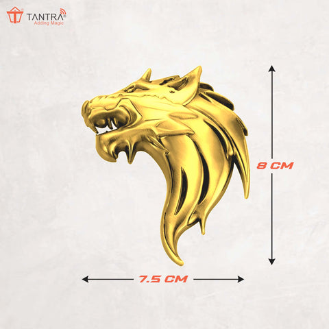 TANTRA  Premium Wolf Gold Metal Car Sticker - Durable & Stylish Auto Emblem for Vehicles - Customizable Designs - Easy Installation - Weather-Resistant & Long-Lasting SIA434
