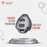 "TANTRA TPU Key Cover and Metal Keychain Compatible for innova, Fortuner  2 Button Smart Key (Grey)"