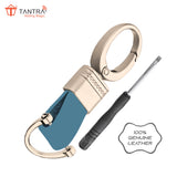 TANTRA Premium Leather Keychain - Stylish Genuine Leather Key Ring for All Car Key Durable & Elegant Key Holder Black (Gold)