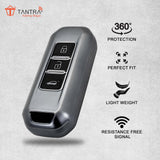 TANTRA TPU Key Cover and Metal Key Chain Compatible with  Morris Garages MG Hector, 3 Button Flip Key (Grey)