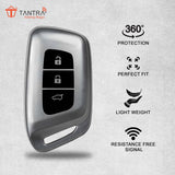 TANTRA TPU Key Cover Compatible with MG ZS EV Electric | Astor 3 Button Flip Key (Grey)