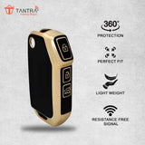 TANTRA TPU Key Cover and Metal Key Chain Compatible With Kia Seltos 2023 2024 HTE 3 Button Flip Key (Black)