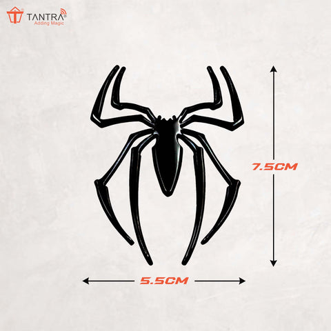 TANTRA  Premium Spider Metal Car Sticker - Durable & Stylish Auto Emblem for Vehicles - Customizable Designs - Easy Installation - Weather-Resistant & Long-Lasting Black SIA424