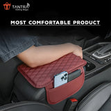 TANTRA Car Armrest Cover Cushion with 2 Storage Bags - Soft, Comfortable, Non-Slip Protector for Vehicle Center Console - Waterproof, Durable, and Stylish (Red)