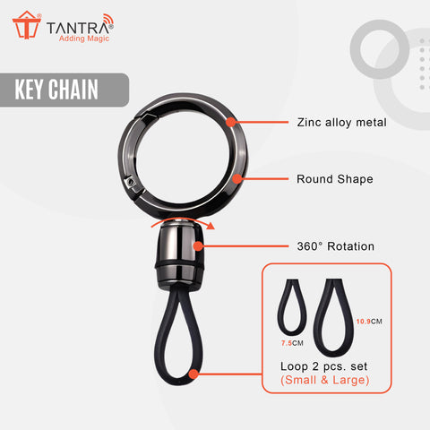 TANTRA TPU Key Cover and Round Keychain Compatible for innova, Fortuner  2 Button Smart Key (Grey)