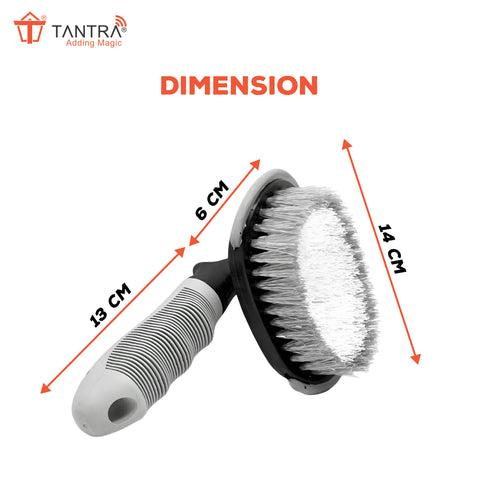 TANTRA Car Tyre Brush Cleaning Brush - Heavy Duty Wheel Brush with Ergonomic Handle