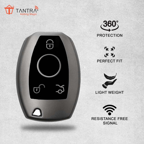 TANTRA TPU Key Cover  Compatible with Mercedes Benz C E M S CLS CLK GLK GLC G Class 3 Button Flip Key (Grey)