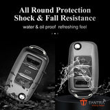 TANTRA Premium TPU Key Cover and Metal Key Chain Compatible With Skoda & Volkswagen 3 Button Flip Key | Compatible with Polo, Vento, Jetta, Ameo, Passat, Rapid, Laura, Superb, Octavia, Fabia & Yeti