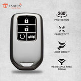 TANTRA TPU Key Cover Compatible With Honda Amaze | City | Civic 2023 2024 4 Button Flip Key (Grey)