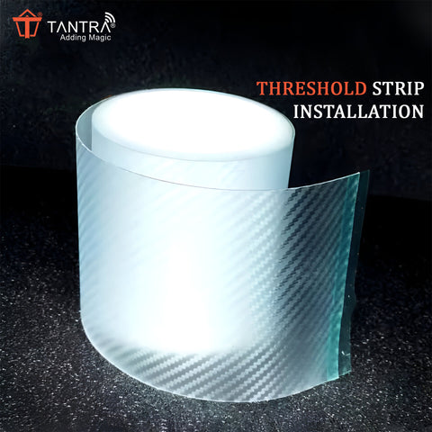 TANTRA Premium Carbon Fiber Rubber Car Sticker – Entry Guard Protector Strip, Door Sill Protector, Anti-Scratch Bumper Guard, 5M PVC Scuff Plate Tape (White)