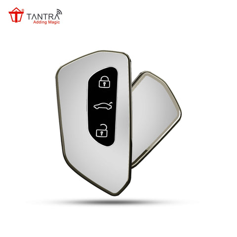 TANTRA TPU Key Cover  Compatible with koda Kodiaq, Octavia 2021 Onwards 3 Button Flip Key (Grey)