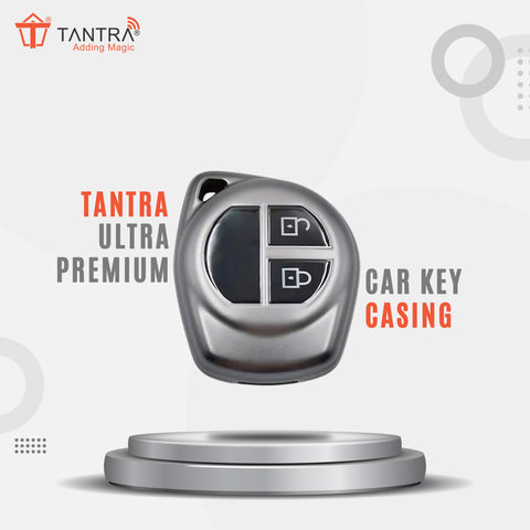 TANTRA TPU Key Cover and Metal Keychain Compatible for Maruti Suzuki S-Presso,Swift,SX4,DZire,Ignis,Alto,Vitara Brezza,Celerio,Ertiga,Ciaz,SCross,Baleno,Ritz 2 Button Smart Key (Grey)