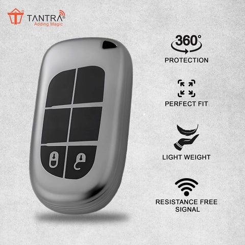 TANTRA TPU Key Cover  Compatible With Jeep Meridian, Compass, Trailhawk, 2  Button Flip Key (Grey)