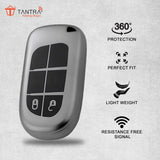 TANTRA TPU Key Cover and Round Key Chain Compatible With Jeep Meridian, Compass, Trailhawk, 2  Button Flip Key (Grey)