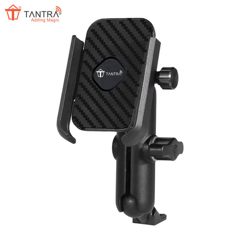 TANTRA S25A Phone Holder - 360° Rotation with U-Bolt Base - Premium Aluminum Alloy - Secure Handlebar Mount for Smartphones