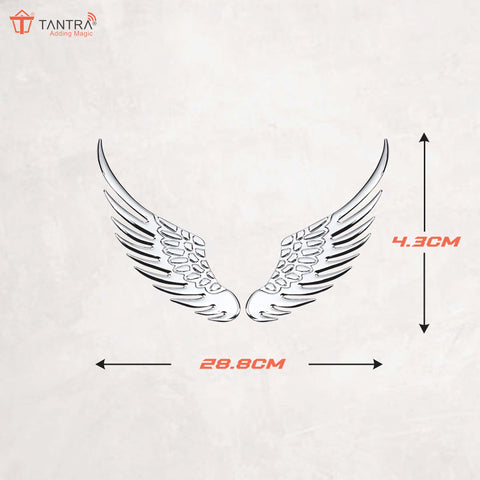 TANTRA Premium Angel Wings Metal Car Sticker - Durable & Stylish Auto Emblem for Vehicles - Customizable Designs - Easy Installation - Weather-Resistant & Long-Lasting Silver SIA437