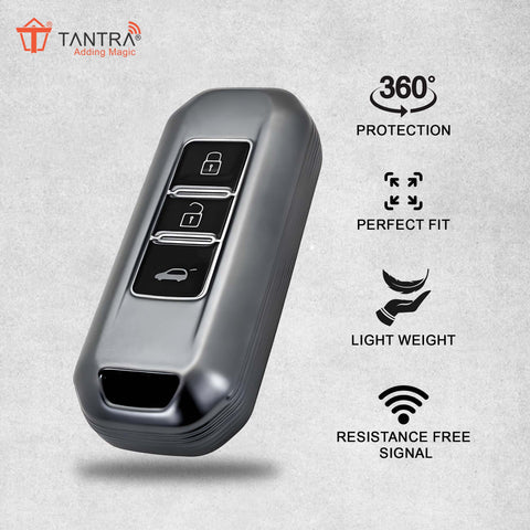 TANTRA TPU Key Cover  Compatible with  Morris Garages MG Hector, 3 Button Flip Key (Grey)