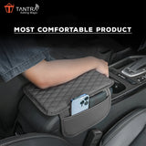 TANTRA Car Armrest Cover Cushion with 2 Storage Bags - Soft, Comfortable, Non-Slip Protector for Vehicle Center Console - Waterproof, Durable, and Stylish (Grey)