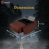 TANTRA Premium Car Armrest Cushion Organizers, 5-in-1 Center Console Cover with 2 Storage Bags Cup Holder, Tissue Box Slot, Phone Slot for Sedans, Car Accessories Interior Organizers (Brown)