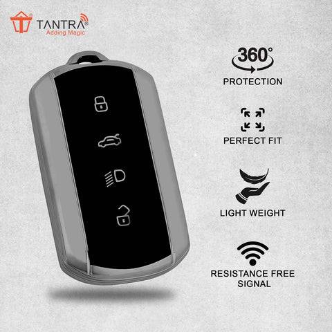 TANTRA TPU Key Cover Compatible with Tata Curvv | Curvv EV Electric 4 Button Smart Key (Grey)